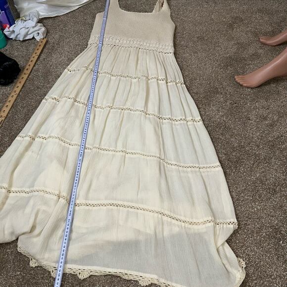 Mix Nouveau maxi dress vanilla crochet top tiered bottom western Boho SZ 10 - Picture 7 of 9